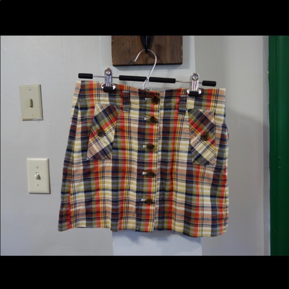 J. Crew madras plaid mini skirt with pockets